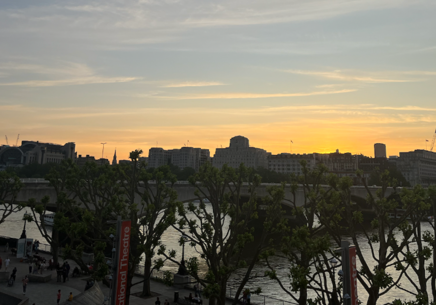 the view from the National Theatre at sunset, at intermission of a play with £10 under 25 tickets! Photo by Mary Foley