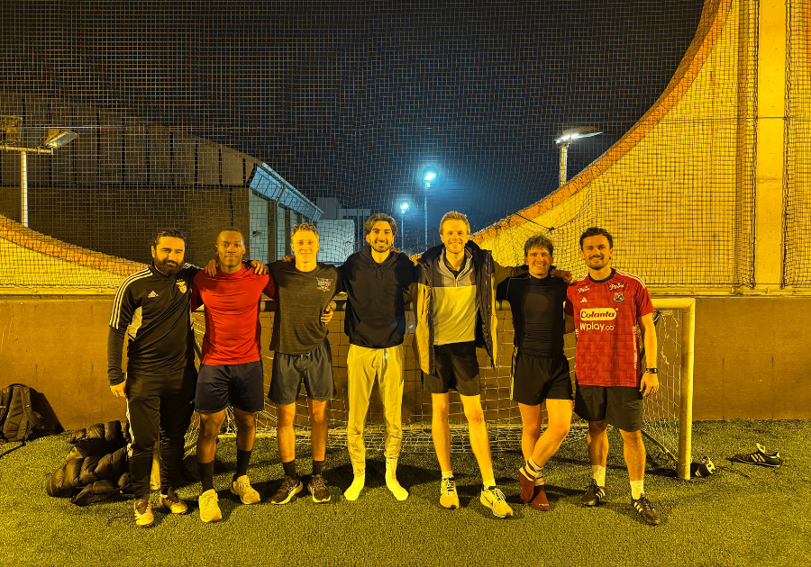 A group of students in Wednesday night football league.