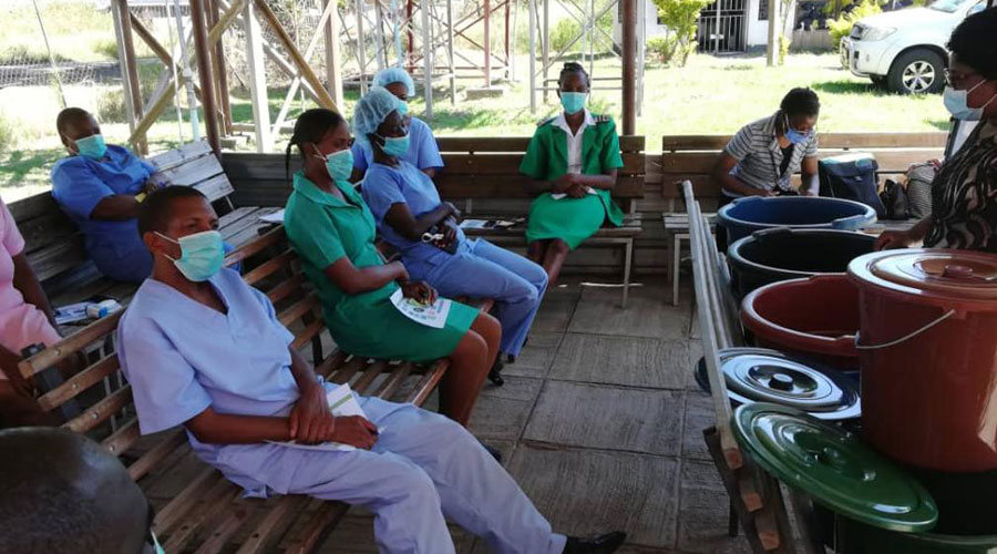 BRTI health care workers wearing face masks at infection prevention control training