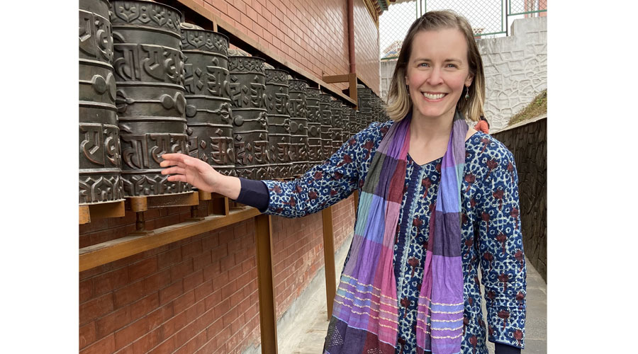 Emma Radovich at a Buddhist monastery 