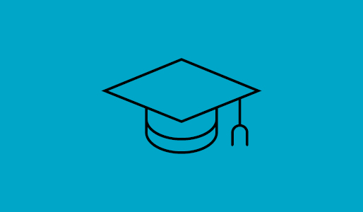 Academic hat on blue background