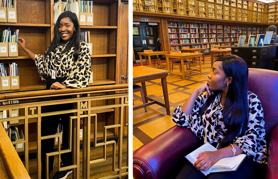 Omolayo Anjorin in library