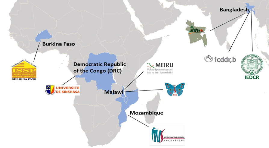 Map showing the geographic spread of the RAMMPS country case studies