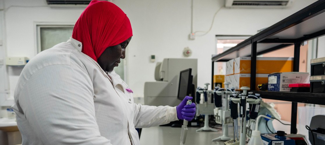 Lab technician performing research