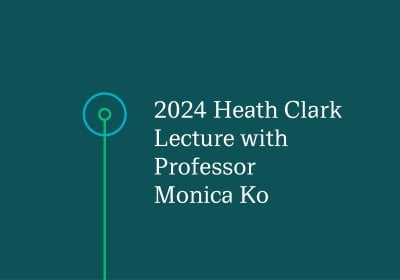 Teal background with event title text