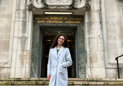 Lea Mansour outside LSHTM Keppel Street Building