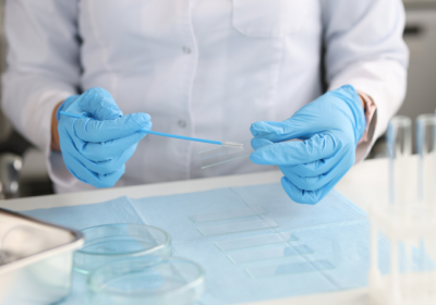 PhD student working in a clinical lab