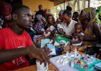 Clinician prepares pneumococcal vaccine
