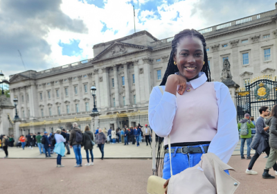 Jadesola Ajao outside Buckingham Palace in central London