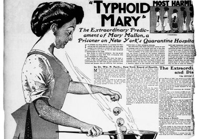  A poster depiction of &quot;Typhoid Mary&quot; (1870-1938). This is an illustration that appeared in 1909 in The New York American