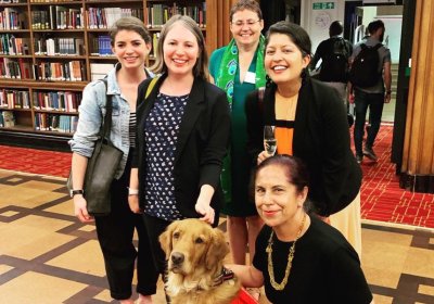 Alice Perry and colleagues with the Medical Detection dogs at the 120th anniversary showcase celebration