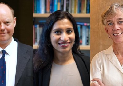 Pictured left to right: Professor Sir Chris Whitty, Professor Bhramar Mukherjee and Professor Dame Angela McLean