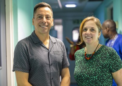 Dr Jackie Cook and Dr sam Wassmer at the MRC Unit The Gambia