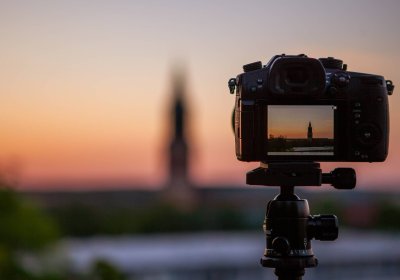 Camera taking a picture of scenery