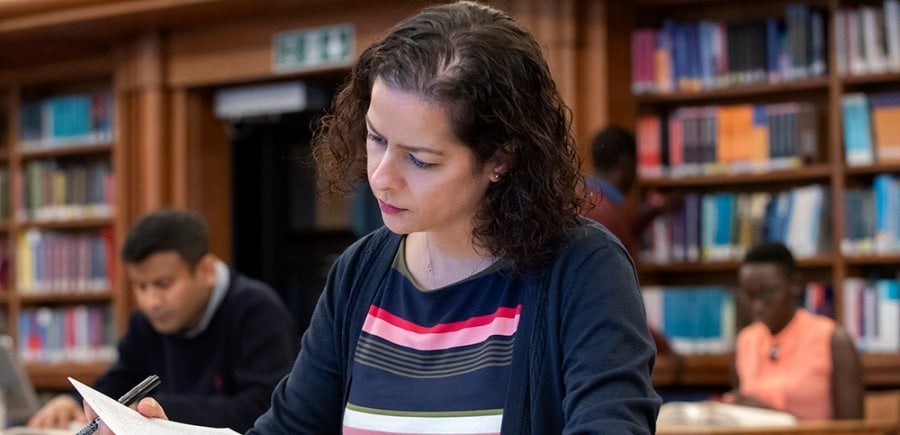 Student in the library
