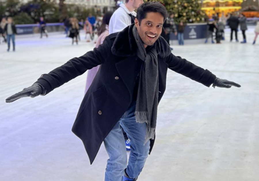 Amit Mehto, MSc Health Policy, Planning & Financing student Amit ice skating at Natural History Museum