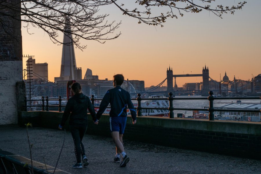 Two young people walking along London's South Bank. Credit: Anne Koerber Two young people walking along London's South Bank. Credit: Anne Koerber