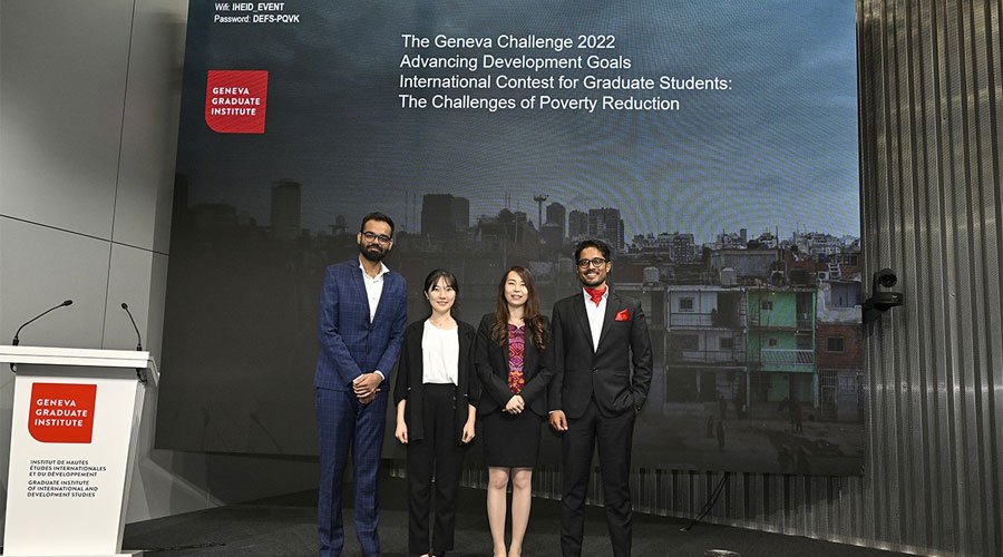 Two LSHTM Alumni, Saurabh Mamtani and Amit Mehto, alongside two LSE alumni, formed a diverse and multi-disciplinary team who won the first prize in the Geneva Challenge by the Geneva Graduate Institute for their plan to reduce poverty: Project Connect. Two LSHTM Alumni, Saurabh Mamtani and Amit Mehto, alongside two LSE alumni, formed a diverse and multi-disciplinary team who won the first prize in the Geneva Challenge by the Geneva Graduate Institute for their plan to reduce poverty: Project Connect.