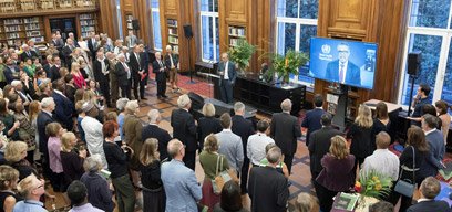 Guests at a 120th anniversary event in the library