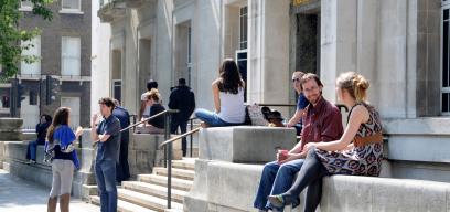 Students in front of the School