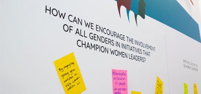 Post-its stuck on ideas board