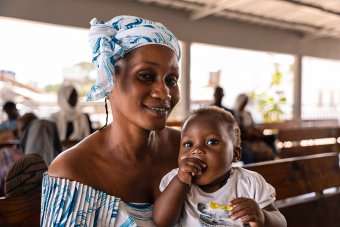 Mother and baby at a Health Centre